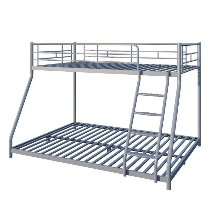 Twin over Full Metal Bunk Bed with Comfortable Rungs - Silver