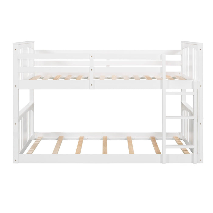 Twin over Twin Bunk Bed with Ladder - White