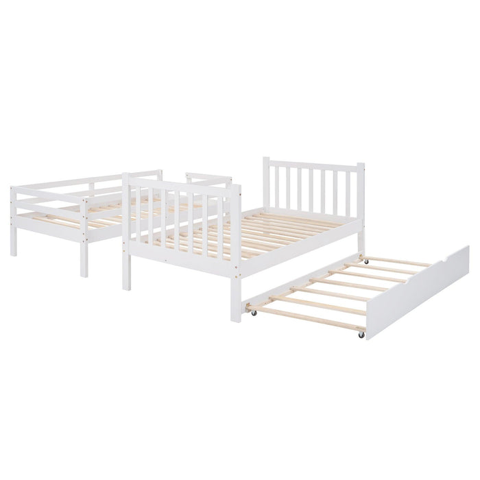 Twin over Twin or Twin over Full Convertible Bunk Bed withStorage Drawers and Twin Size Trundle Bed - White