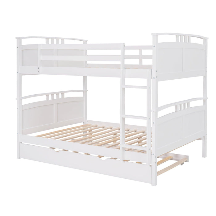 Full Over Full Convertible Bunk Bed into Beds with Twin Size Trundle - White