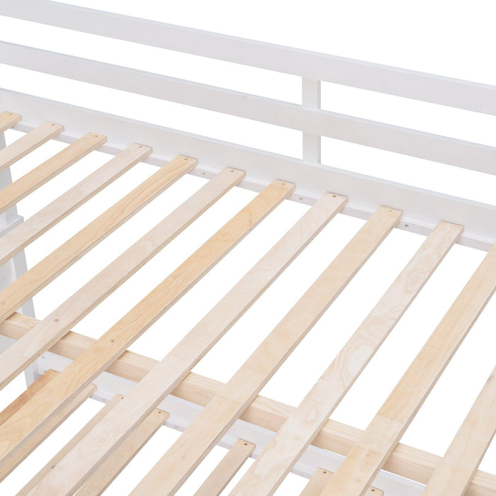 Full Over Full Convertible Bunk Bed into Beds with Twin Size Trundle - White