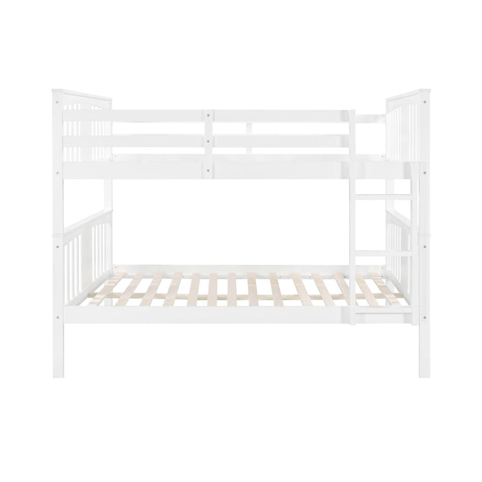 Full over Full Bunk Bed with Ladder - White