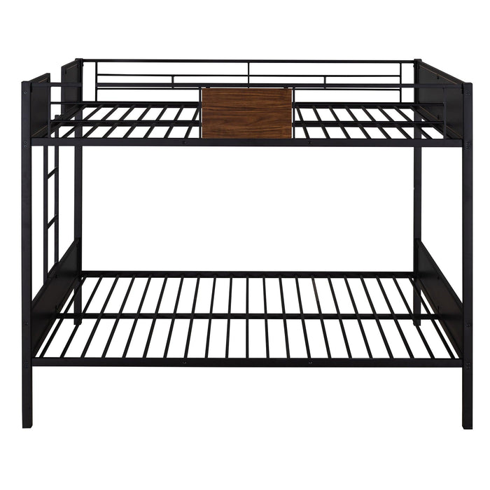 Modern Style Full over Full Metal Bunk Bed Safety Rail and Built-in Ladder