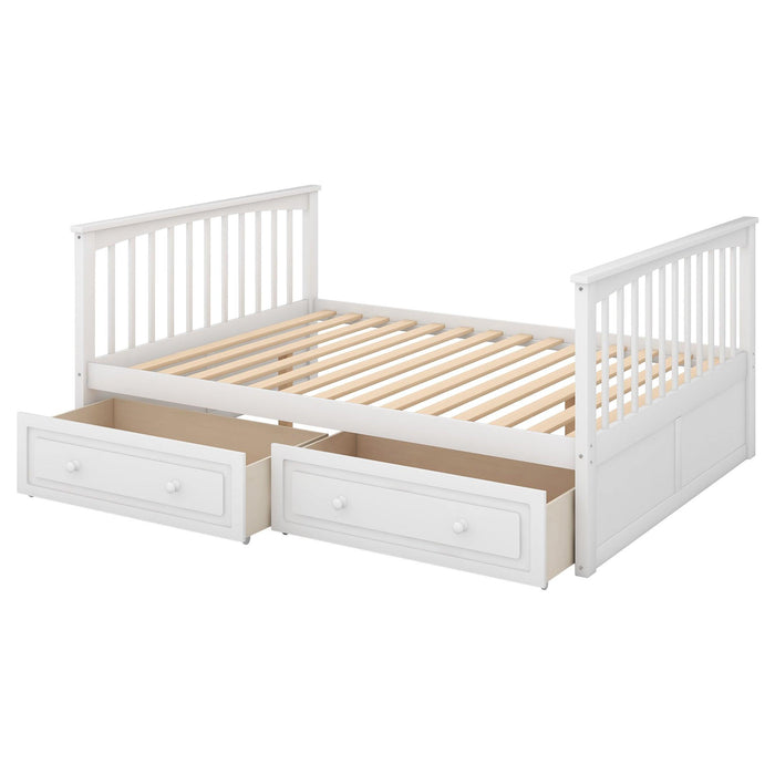 Full over Full Convertible Bunk Bed with Drawers and Head and Footboard - White