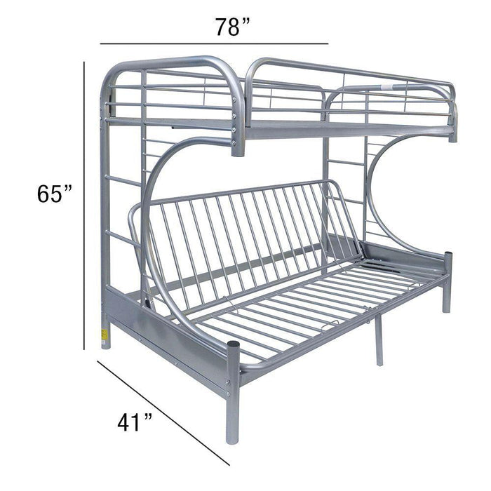 ACME Eclipse Twin over Full Futon Metal Bunk Bed - Silver