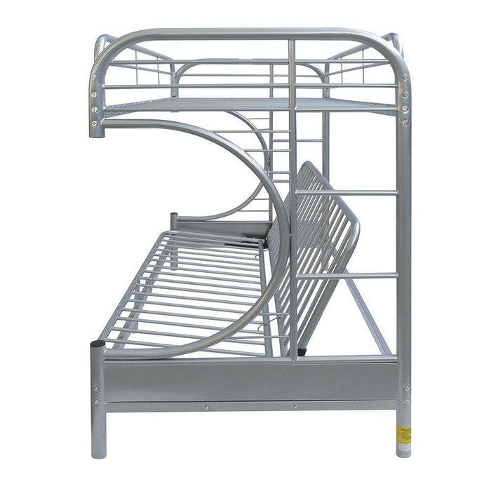 ACME Eclipse Twin over Full Futon Metal Bunk Bed - Silver