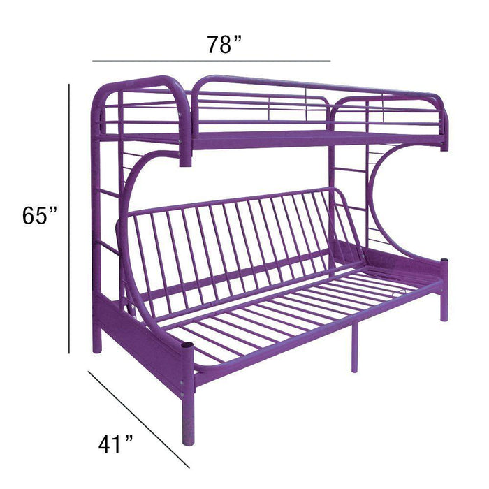 ACME Eclipse Twin over Full Futon Metal Bunk Bed - Purple