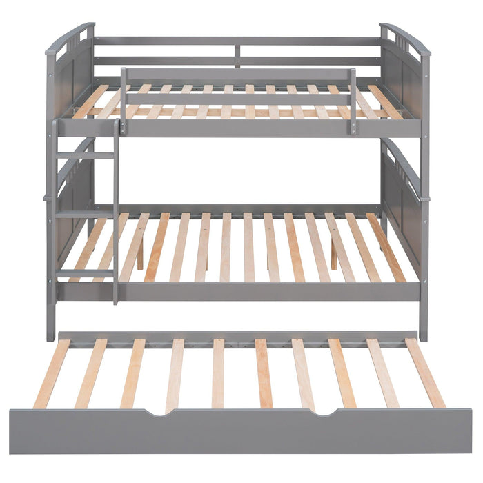Full Over Full Convertible Bunk Bed into Beds with Twin Size Trundle - Gray