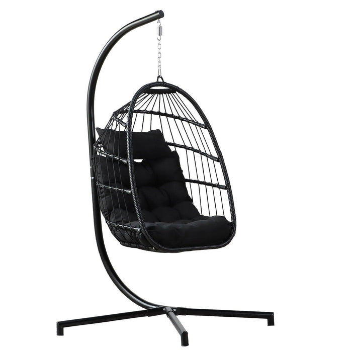 Indoor or Outdoor Hanging Egg Shaped Wicker Swing Hammock Chair with Stand