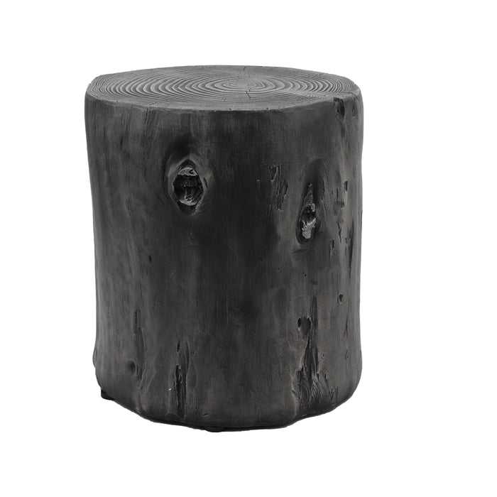 Outdoor Faux Wood Round Dark Gray Stump Side Coffee Table