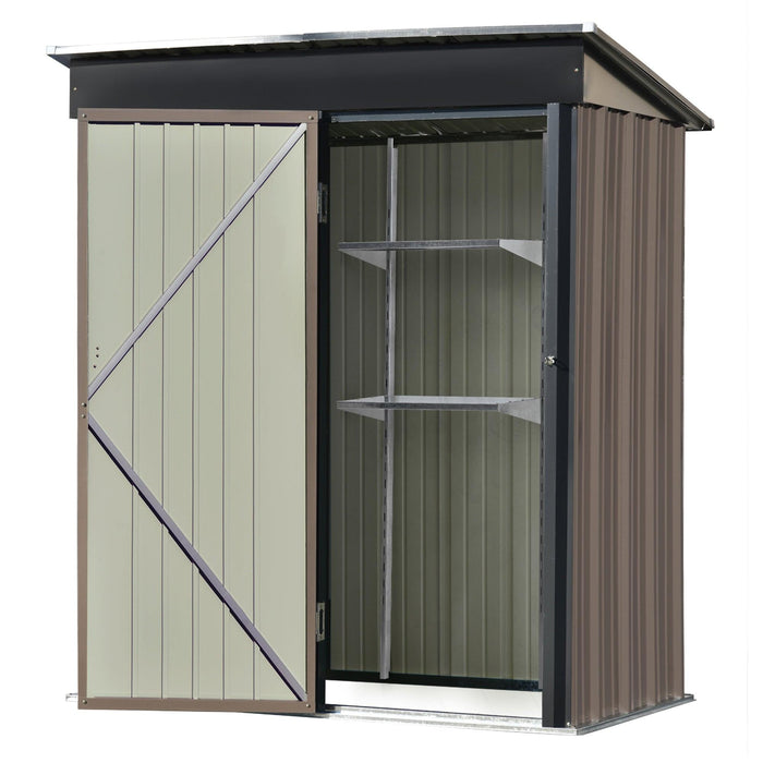 5ft x 3ft Outdoor Garden Lean-to Shed with Metal Adjustable Shelf and Lockable Door