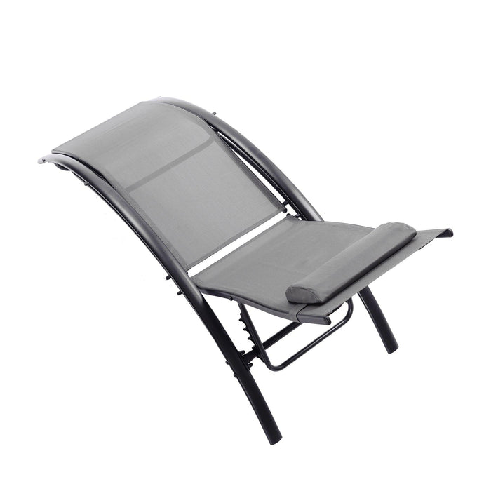 2 PCS Outdoor Chaise Lounge Adjustable Aluminum Arch Recliner Chair - Gray