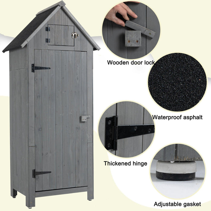 OutdoorStorage Cabinet Tool Shed Wooden Garden Shed  Gray