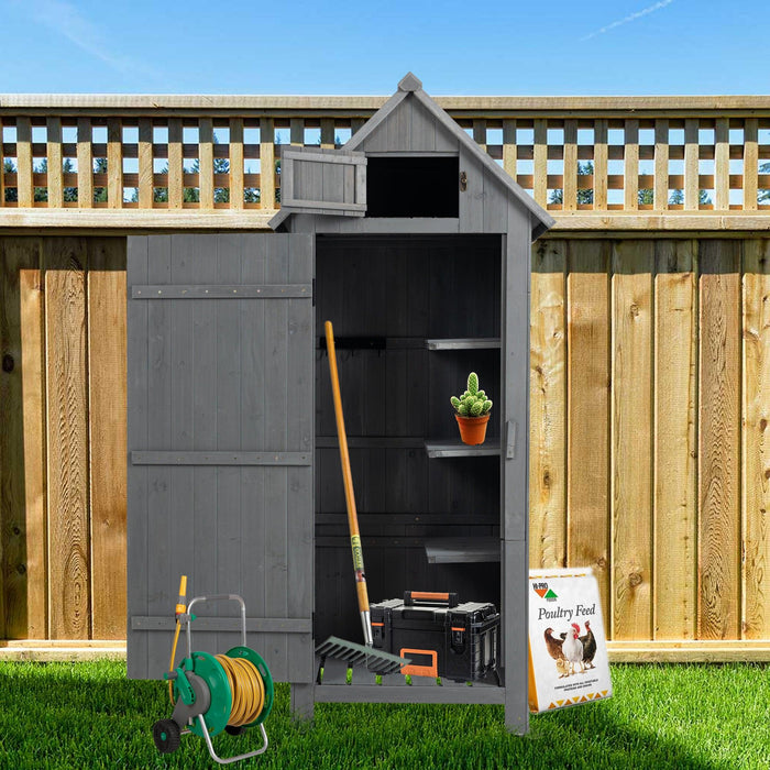 OutdoorStorage Cabinet Tool Shed Wooden Garden Shed  Gray