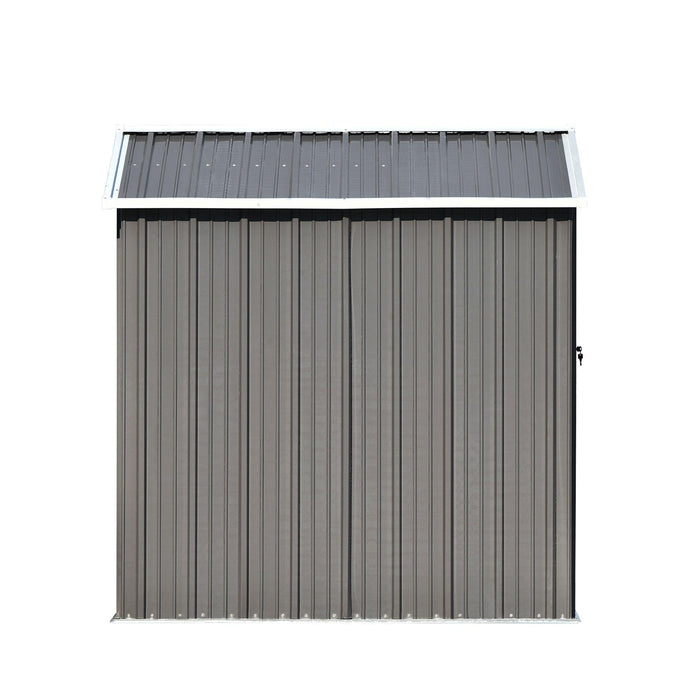 8ft x 6ft Outdoor Garden Metal Lean-to Shed with Lockable Doors - Gray