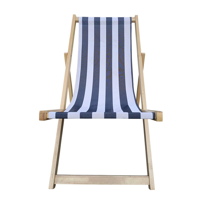 Dark Blue Stripe Folding Beach Chaise Lounge Chair