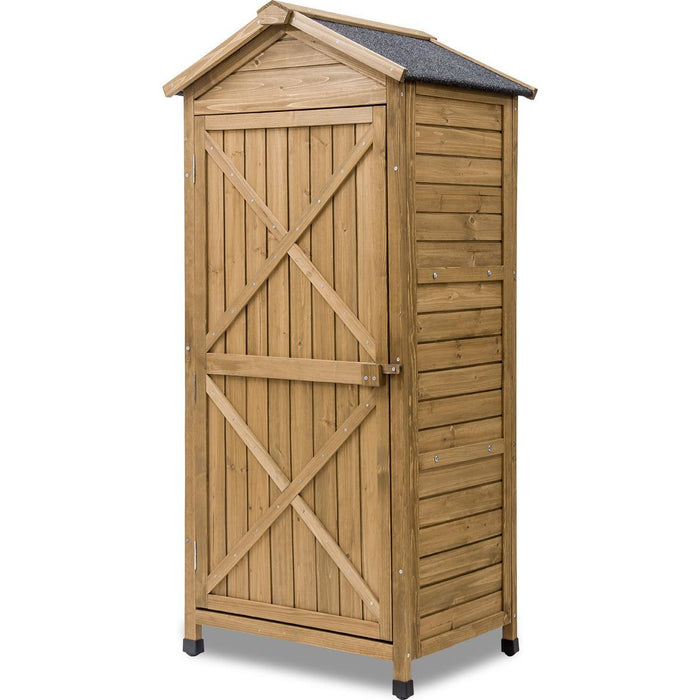 Outdoor WoodenStorage Sheds Fir Wood Lockers with Workstation - Natural