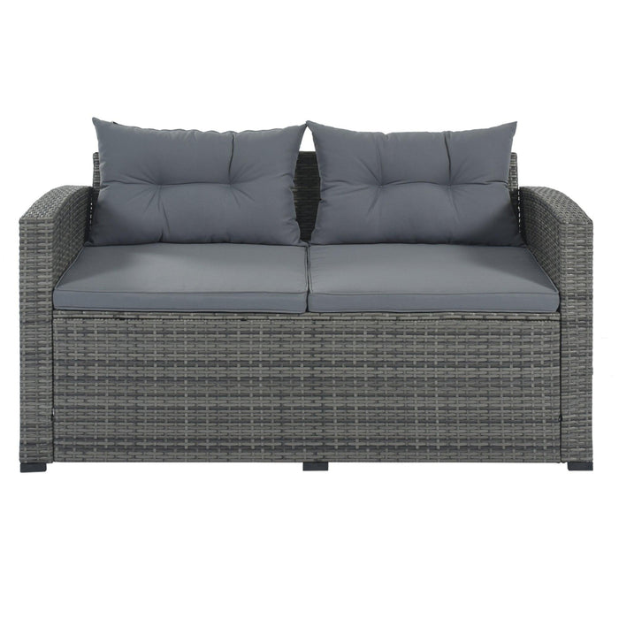 9 PCS Outdoor Patio Large Arrangeable Rattan Furniture Sofa Set with Gray Cushion and Gray Wicker