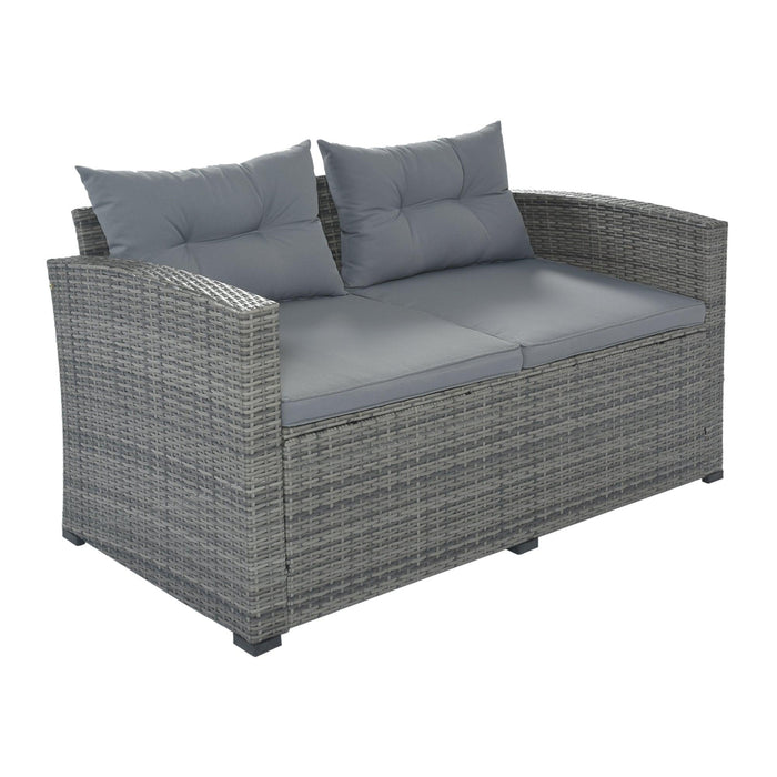9 PCS Outdoor Patio Large Arrangeable Rattan Furniture Sofa Set with Gray Cushion and Gray Wicker