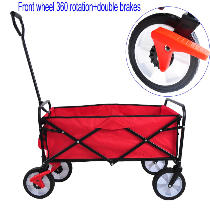 Red Folding Utility Wagon Shopping Beach Cart