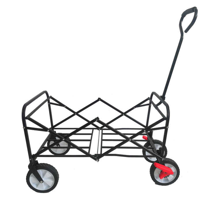 Black Folding Utility Wagon Shopping Beach Cart