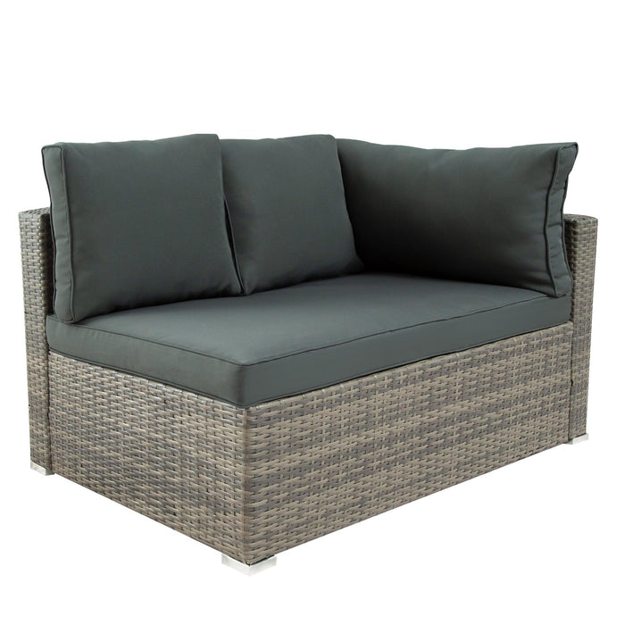 7 PCS Outdoor Patio Arrangeable Wicker Rattan Furniture Sets with Table,Storage Box, and Gray Cushion