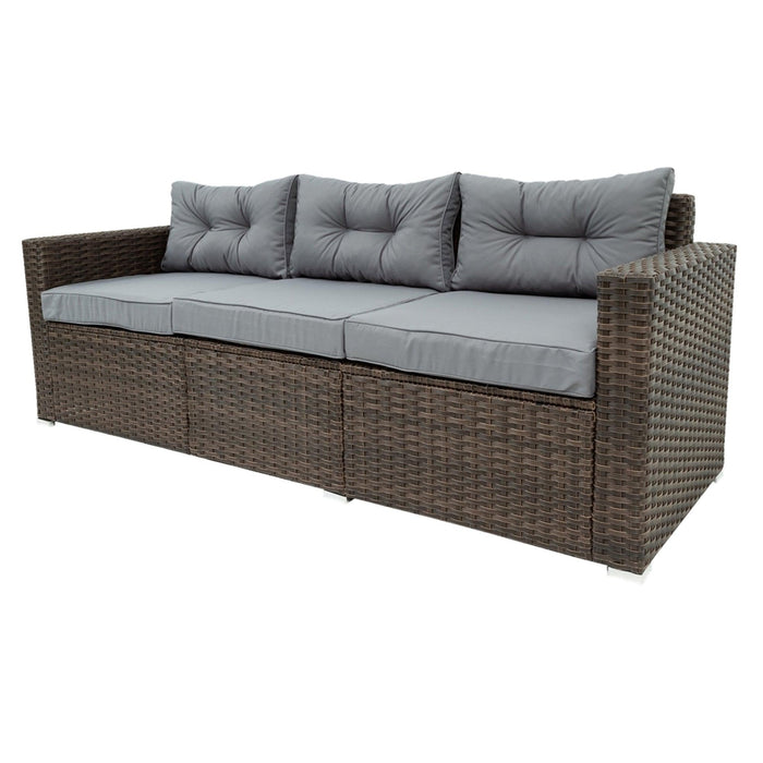 6 PCS Outdoor Patio Rattan Wicker Arrangeable Sofa Set with Removeable Cushions and Temper Glass Table Top