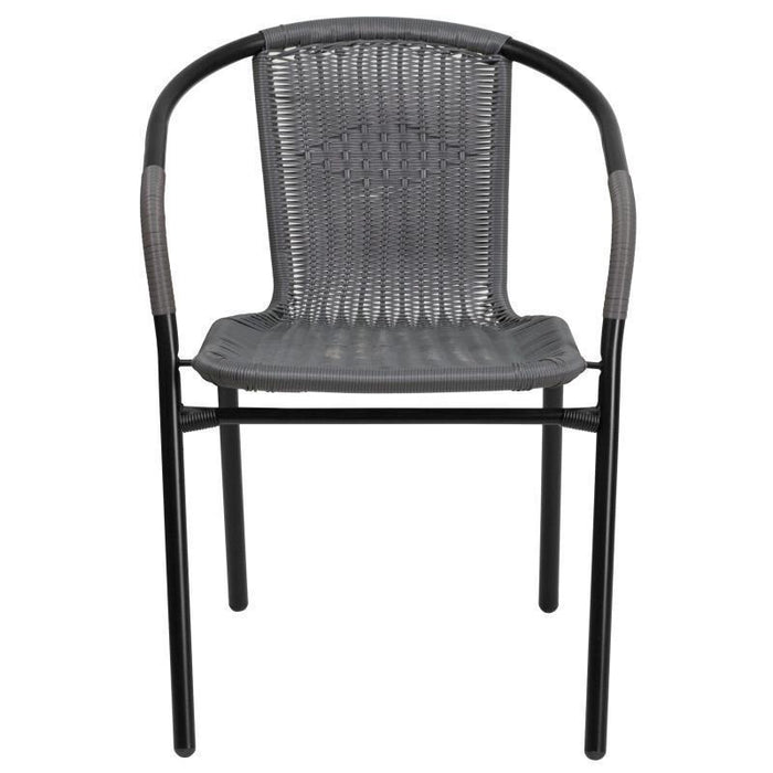 Lila 2 Pack Gray Rattan Indoor-Outdoor Restaurant Stack Chair