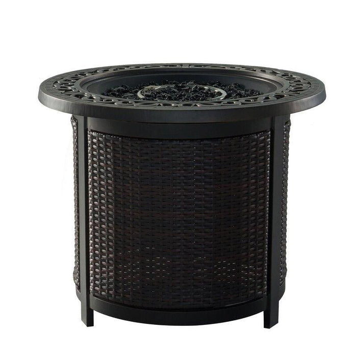 Round Firepit Table with Wicker Base