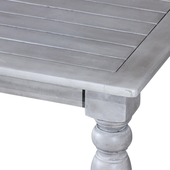 Silver Gray Finish Rectangular Dining Table with Turned Leg Detailing