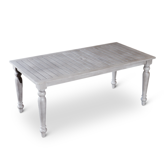 Silver Gray Finish Rectangular Dining Table with Turned Leg Detailing