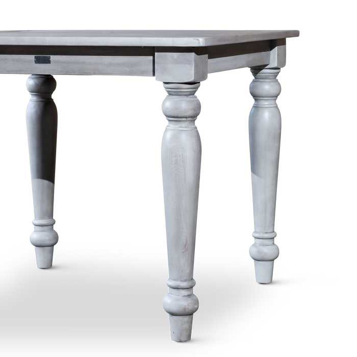 Silver Gray Finish Square Dining Table with Turned Leg Detailing