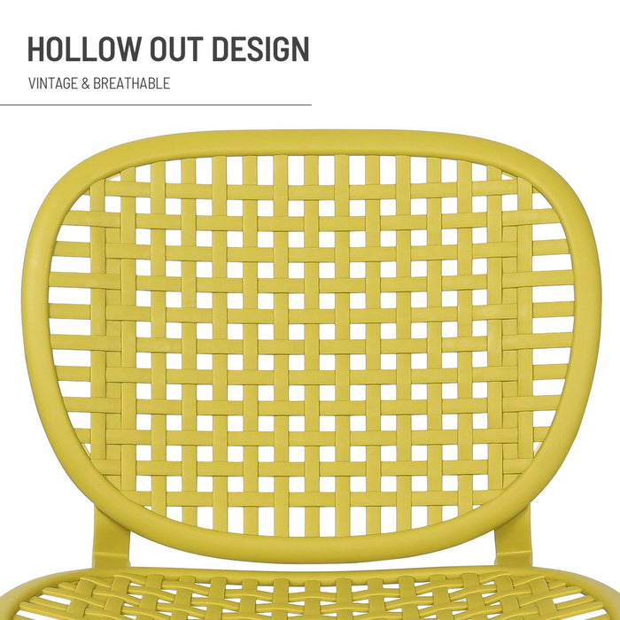 3 PCS Hollow Design Retro Outdoor Patio Tea Table and Chair Set - Yellow