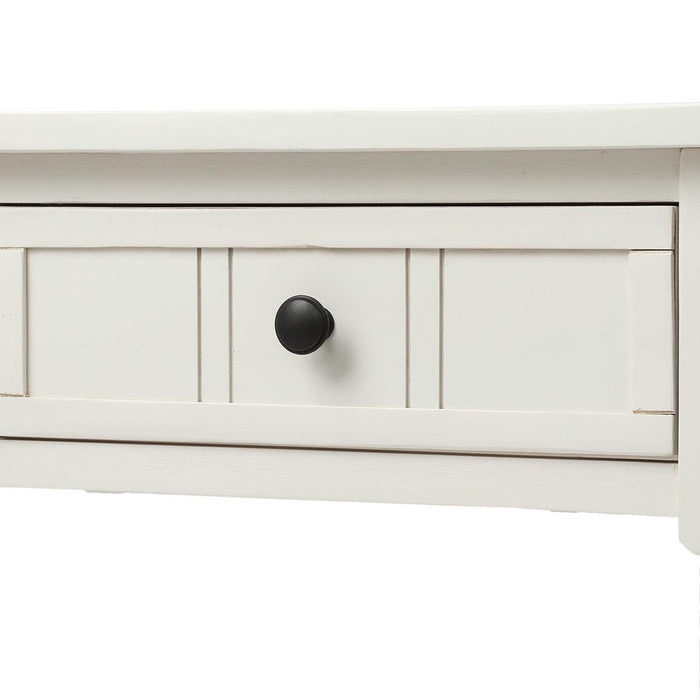 Daisy Series Console Table Traditional Design with Two Drawers and Bottom Shelf (Ivory White)
