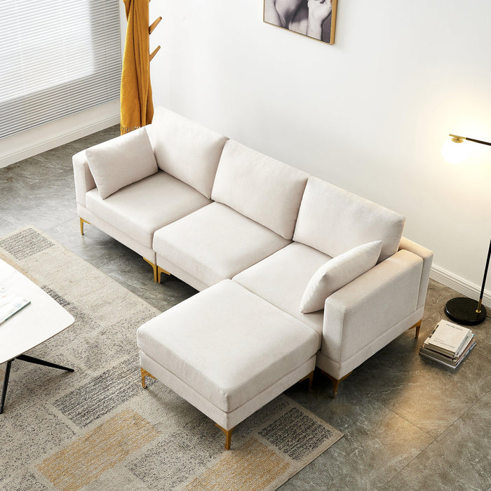 Living Room FurnitureModern Leisure L Shape Couch Beige Fabric