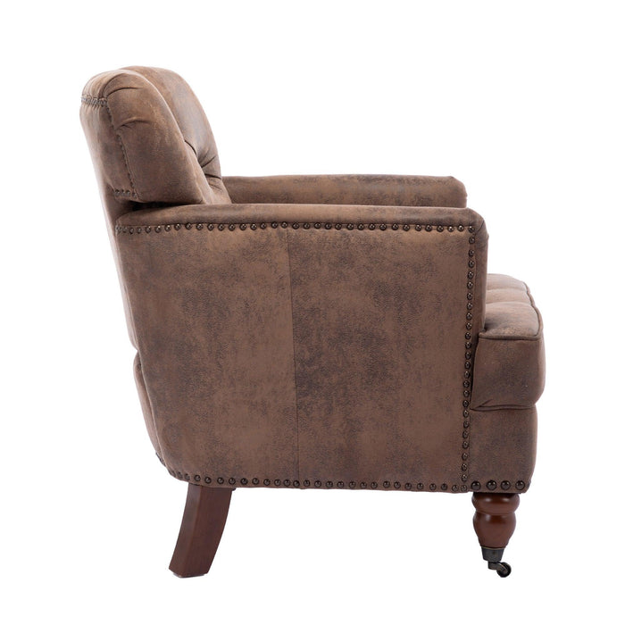 Living leisure Upholstered Fabric Club Chair, Antique Brown