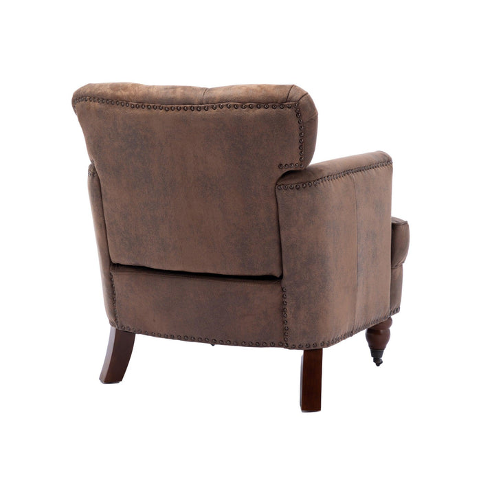 Living leisure Upholstered Fabric Club Chair, Antique Brown