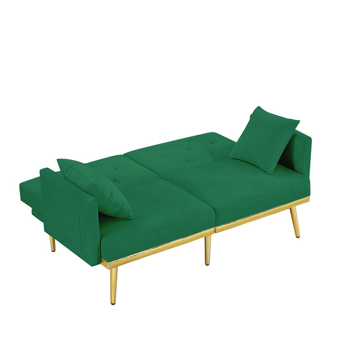 GREEN VELVET SOFA BED