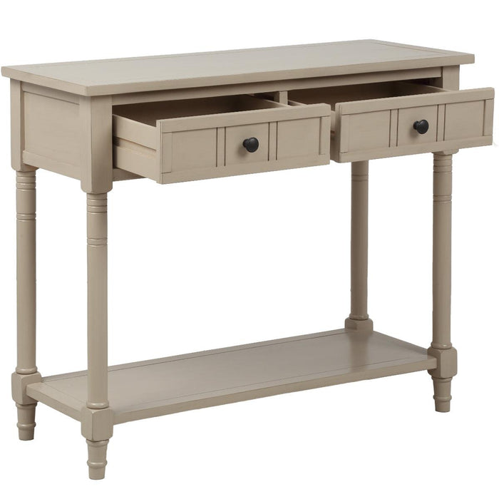 Daisy Series Console Table Traditional Design with Two Drawers and Bottom Shelf (Retro Grey)