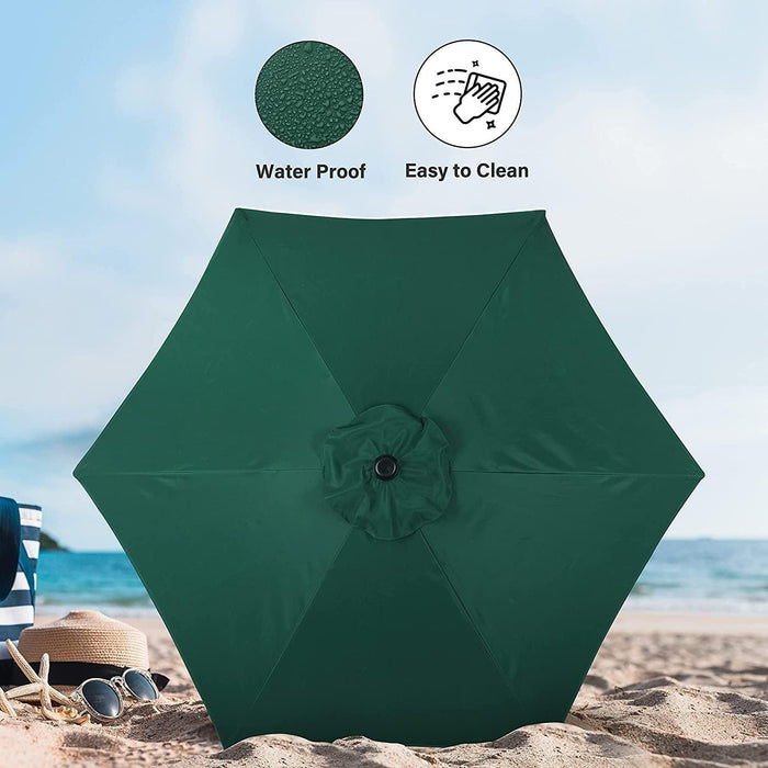 Simple Deluxe 7.5' Patio Outdoor Table Market Yard Umbrella with Push Button Tilt/Crank, 6 Sturdy Ribs for Garden, Deck, Backyard, Pool, 7.5ft, Green