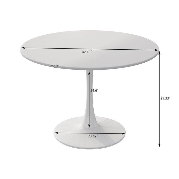 42"Modern Round Dining Table with Round MDF Table Top,Metal Base  Dining Table, End Table Leisure Coffee Table Tulip Round Table