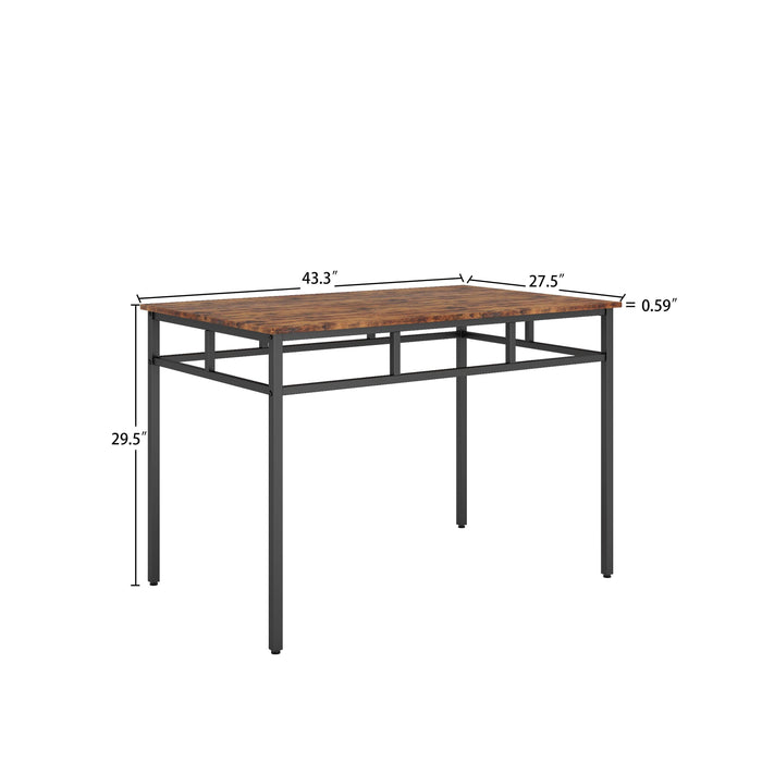 Dining table set 3PC, structural strengthening, industrial style (Rustic Brown,43.31''w x 27.56''d x 29.53''h)