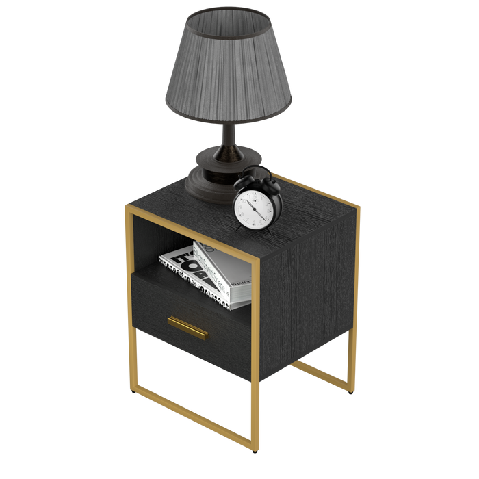 UpdateModern Nightstand with 1Drawers, Suitable for Bedroom/Living Room/Side Table (ld and Black )