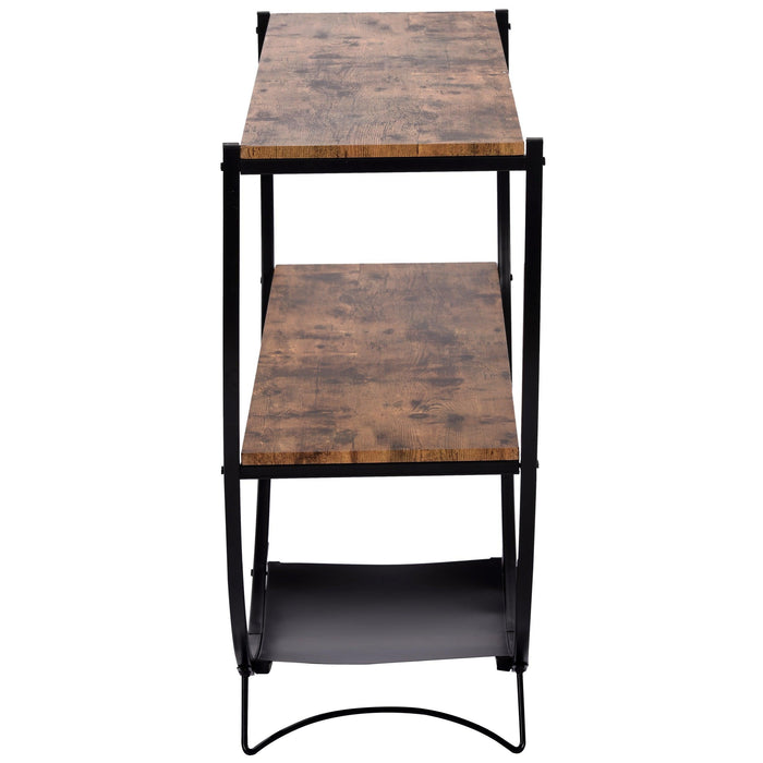 Rustic Industrial Design Demilune Shape Textured Metal Distressed Wood Console Table (Distressed Brown)