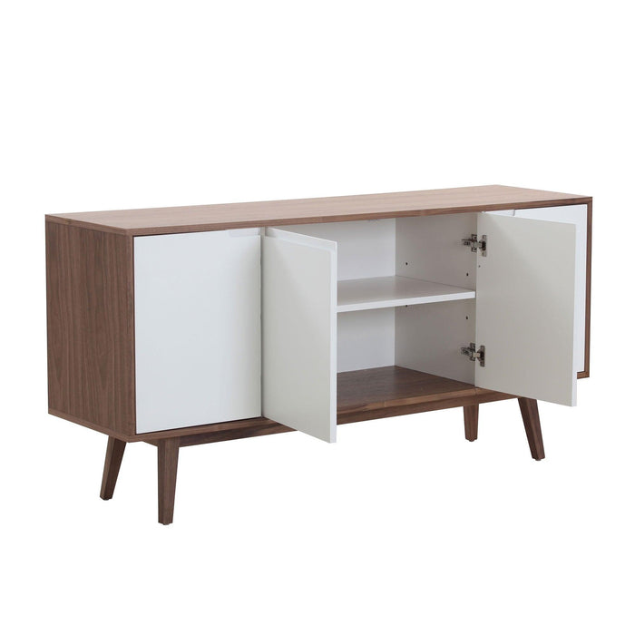 Modern Sideboard with 4 Door, Buffet Cabinet,Storage Cabinet, Buffet Table Anti-Topple Design, and Large Countertop Walnut