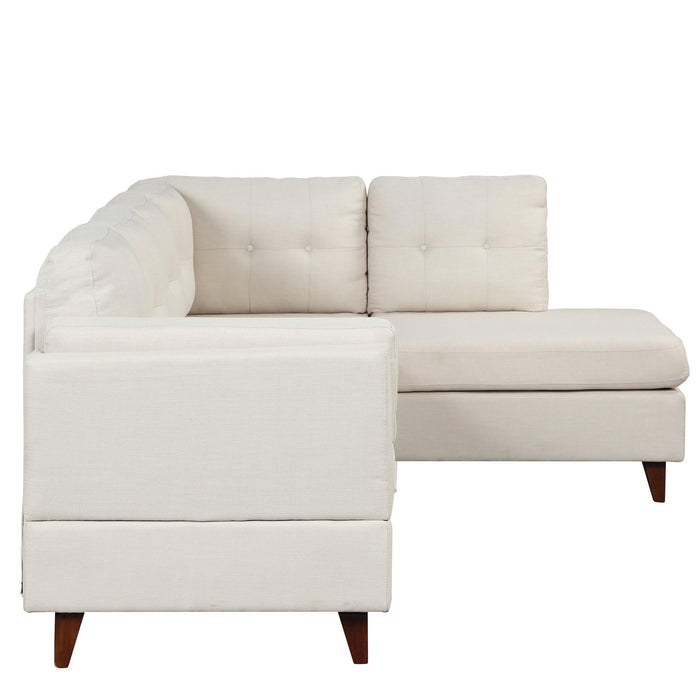 97.2"Modern Linen Fabric Sofa, L-Shape Couch with Chaise Lounge,Sectional Sofa with one Lumbar Pad,Beige