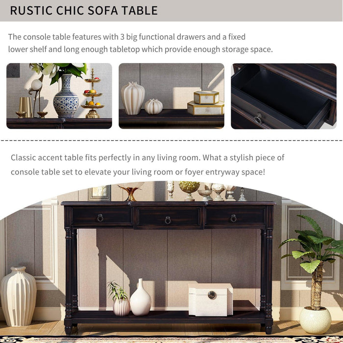 Console Table Sofa Table with Drawers for Entryway with Projecting Drawers and Long Shelf (Espresso)
