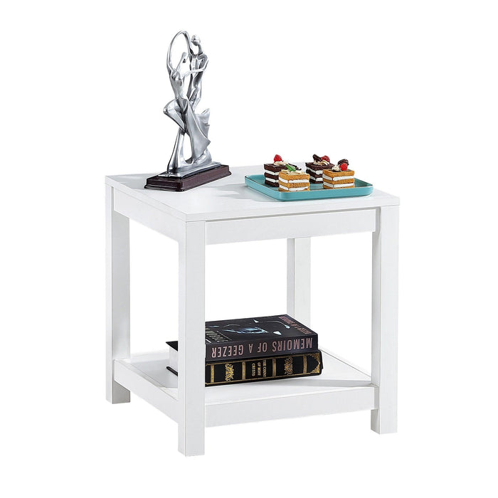 Simple white side table , 2-tier small space end table ,modern night stand, sofa table, side table withStorage shelve