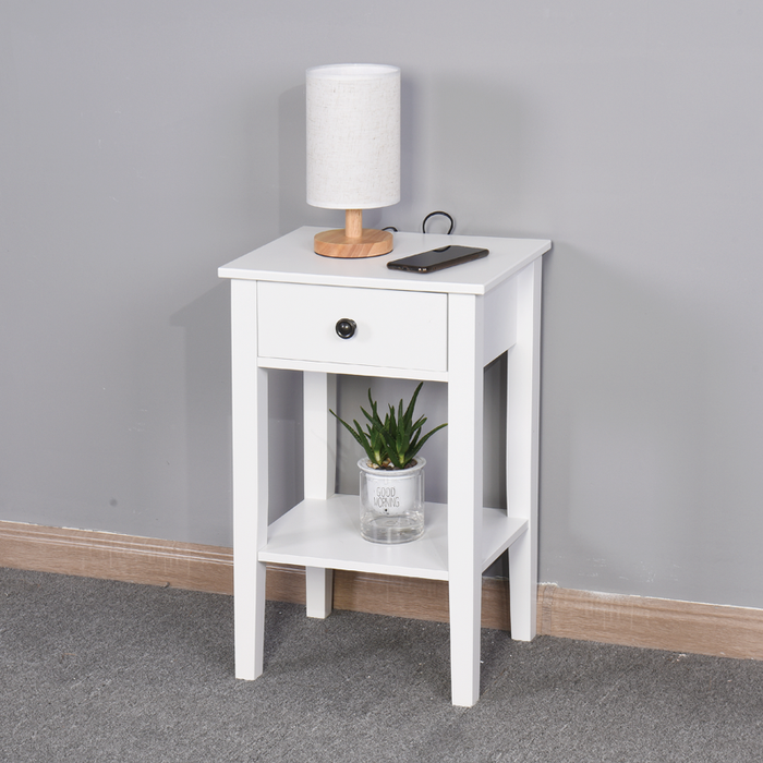 White Bathroom Floor-standingStorage Table with a Drawer