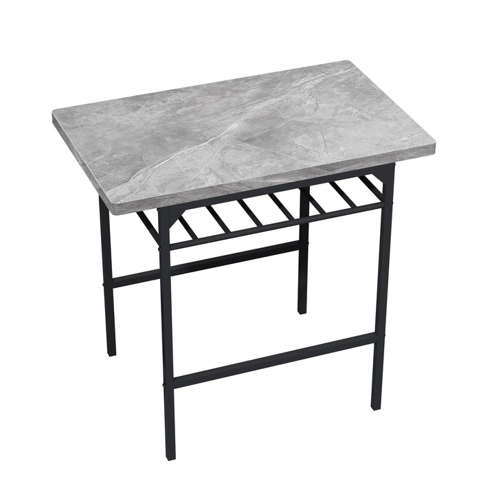 Modern 3-Piece  Dining Table Set with  2 Chairs for Dining Room，Black Frame+Printed Gray Marble Finish